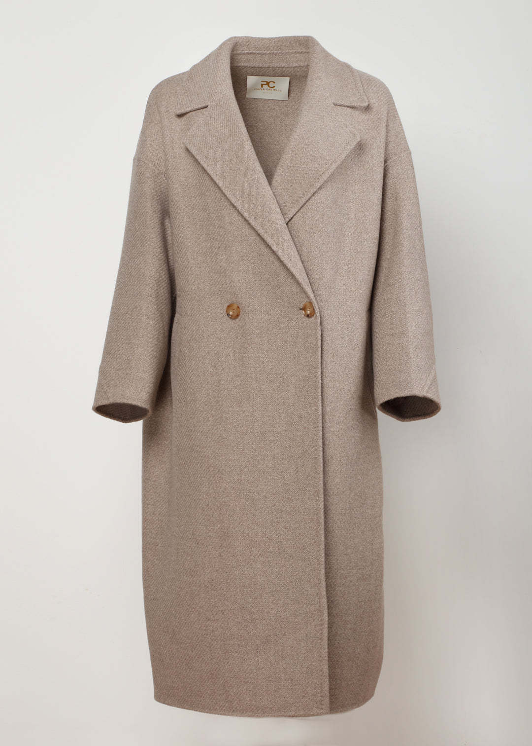 Cashmere Long Coat with Two Buttons