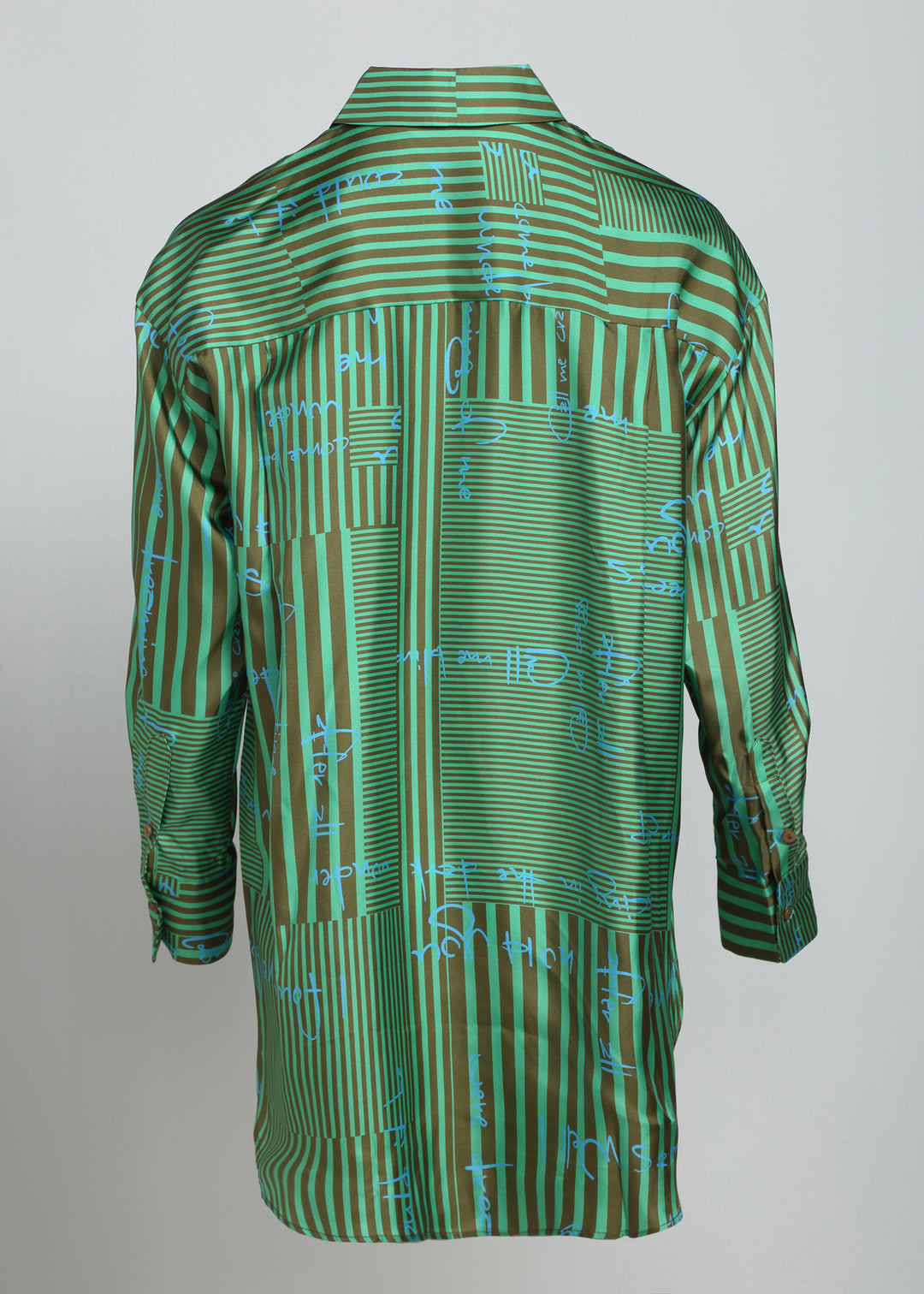 Oversized Eco-Silk Long Shirt with stripes