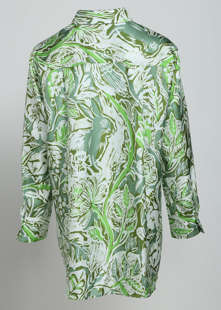 Floral Print Eco-Silk  Long Shirt