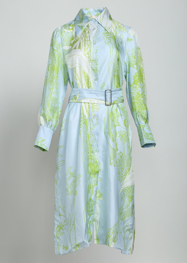 Amazon Print Eco-Silk Dress with Belt
