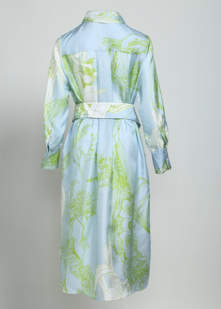 Amazon Print Eco-Silk Dress with Belt