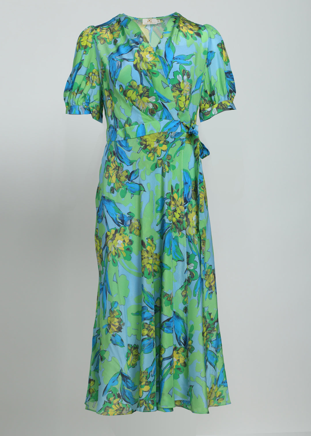 Eco-Silk Flowy Dress with Short Sleeves