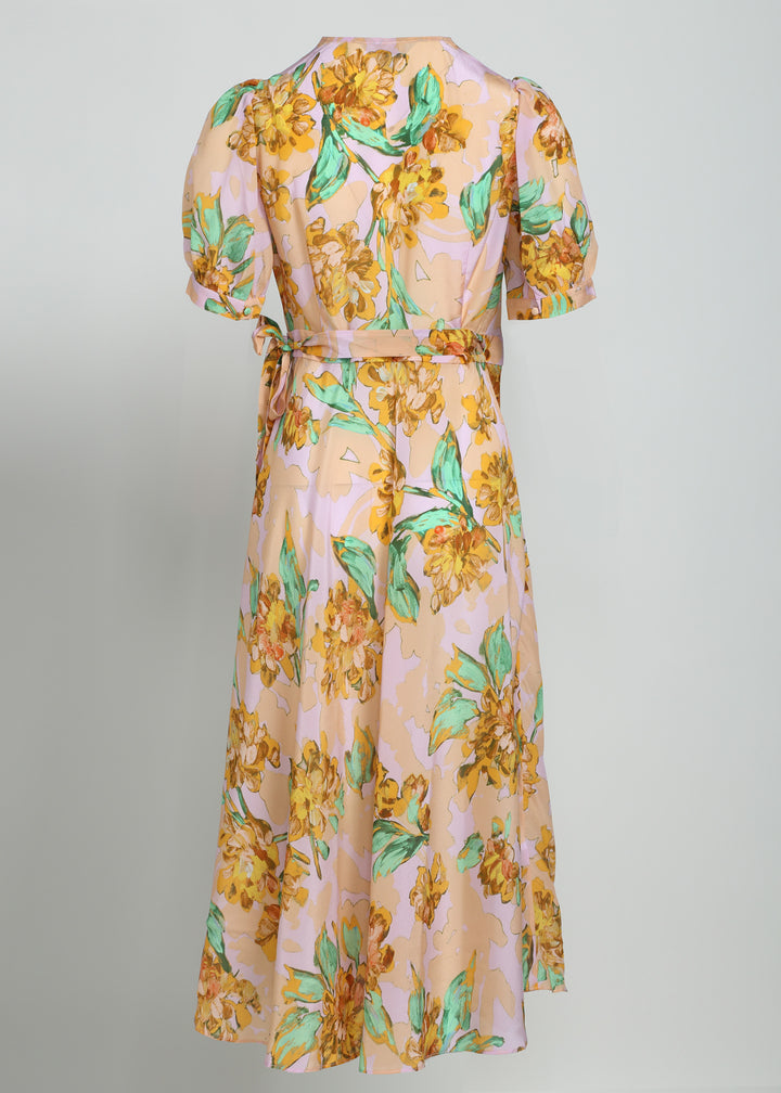 Eco-Silk Flowy Dress with Short Sleeves