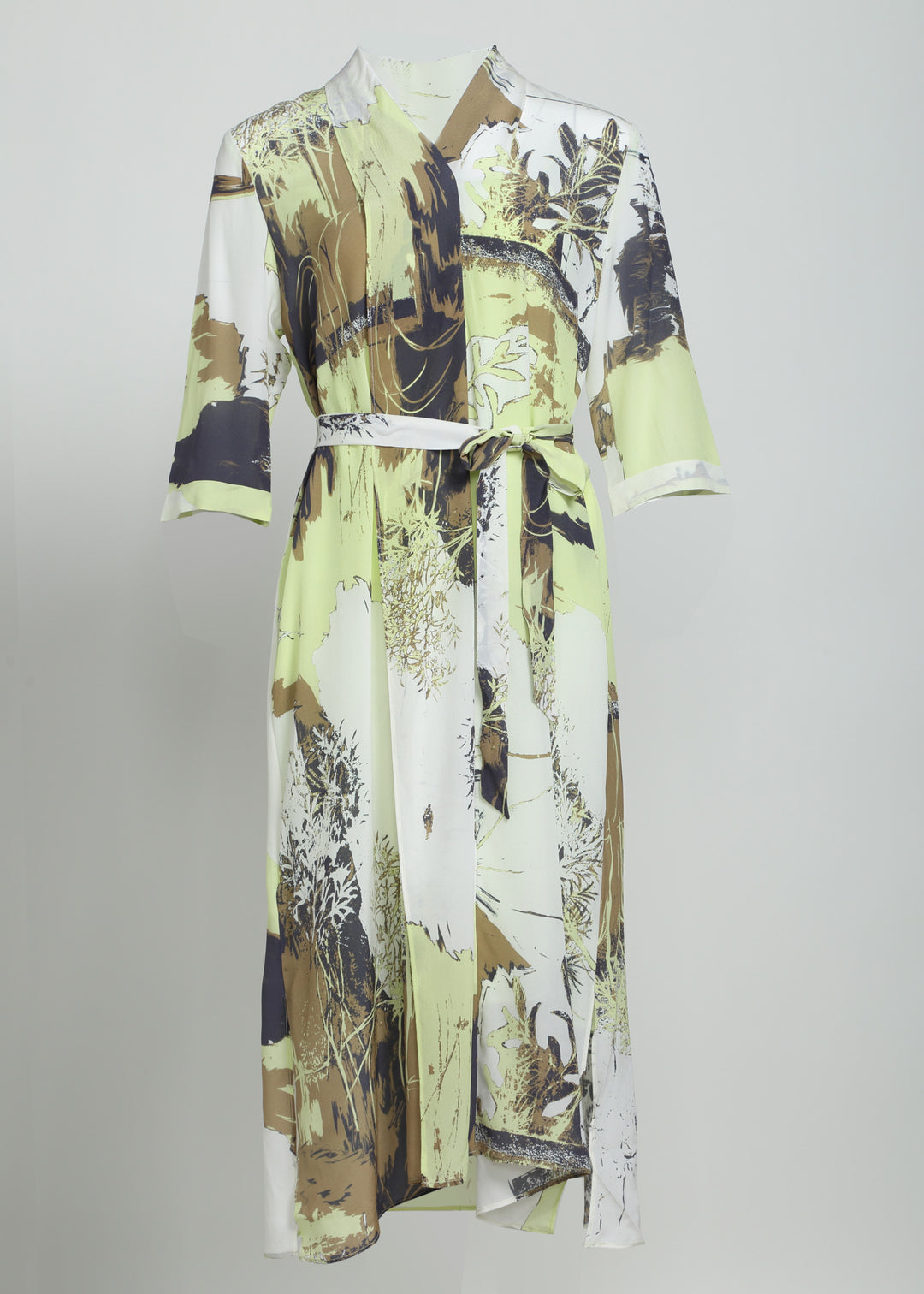 Eco-Silk Mid-Sleeves Dress with Belt