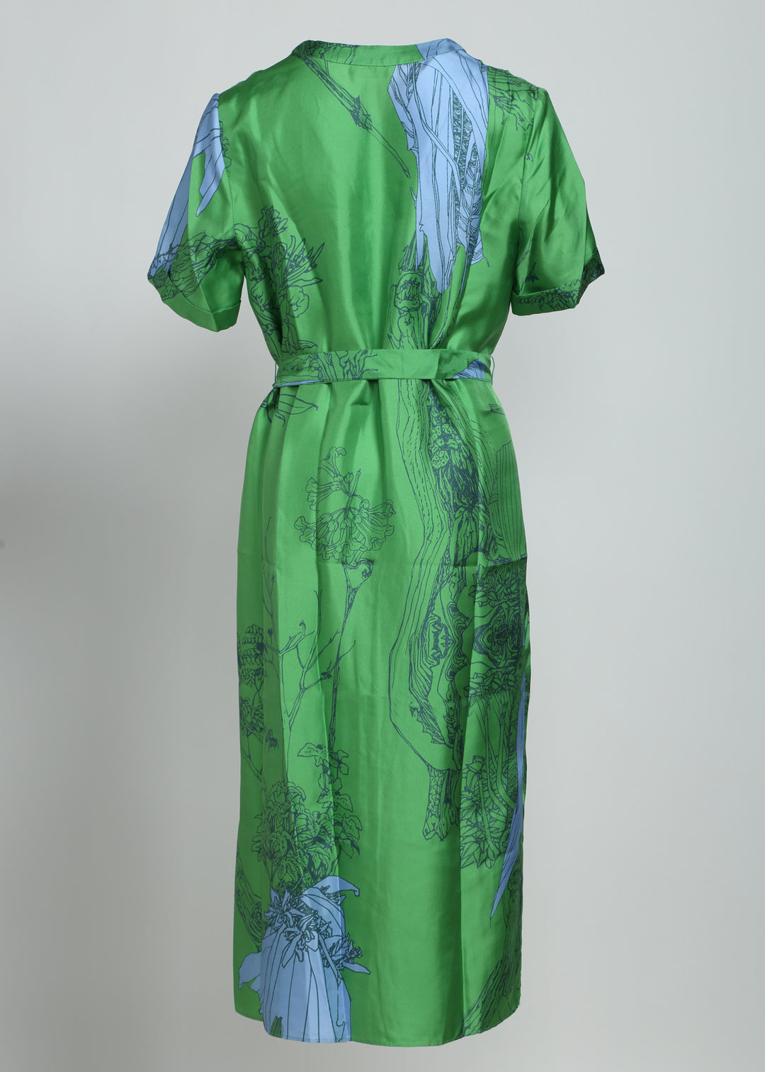 V-Neck Eco-Silk Dress with Belt