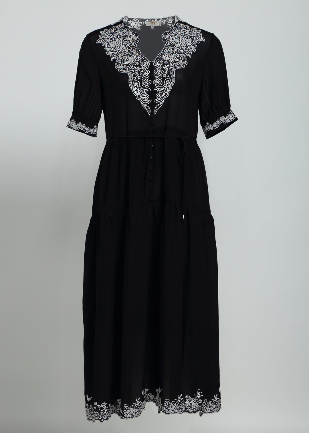 Two-Tones Dress with Embroideries