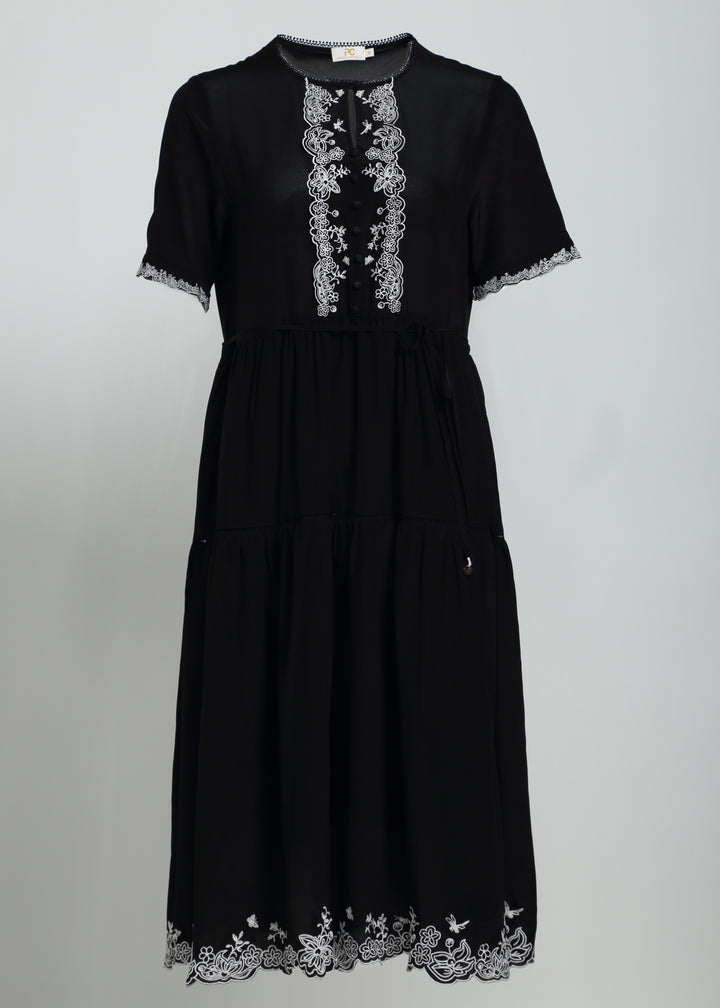 Eco-Silk Midi-Dress with Embroideries