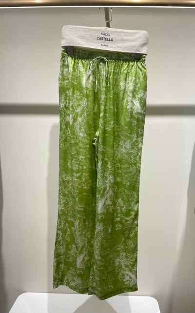 Women Silk Wide Leg Trousers with Print Details