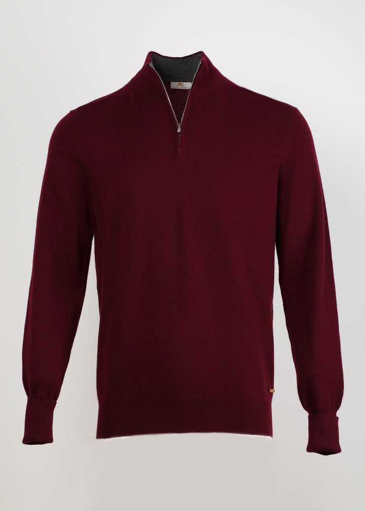 Half Neck Cashmere Pullover with Zip