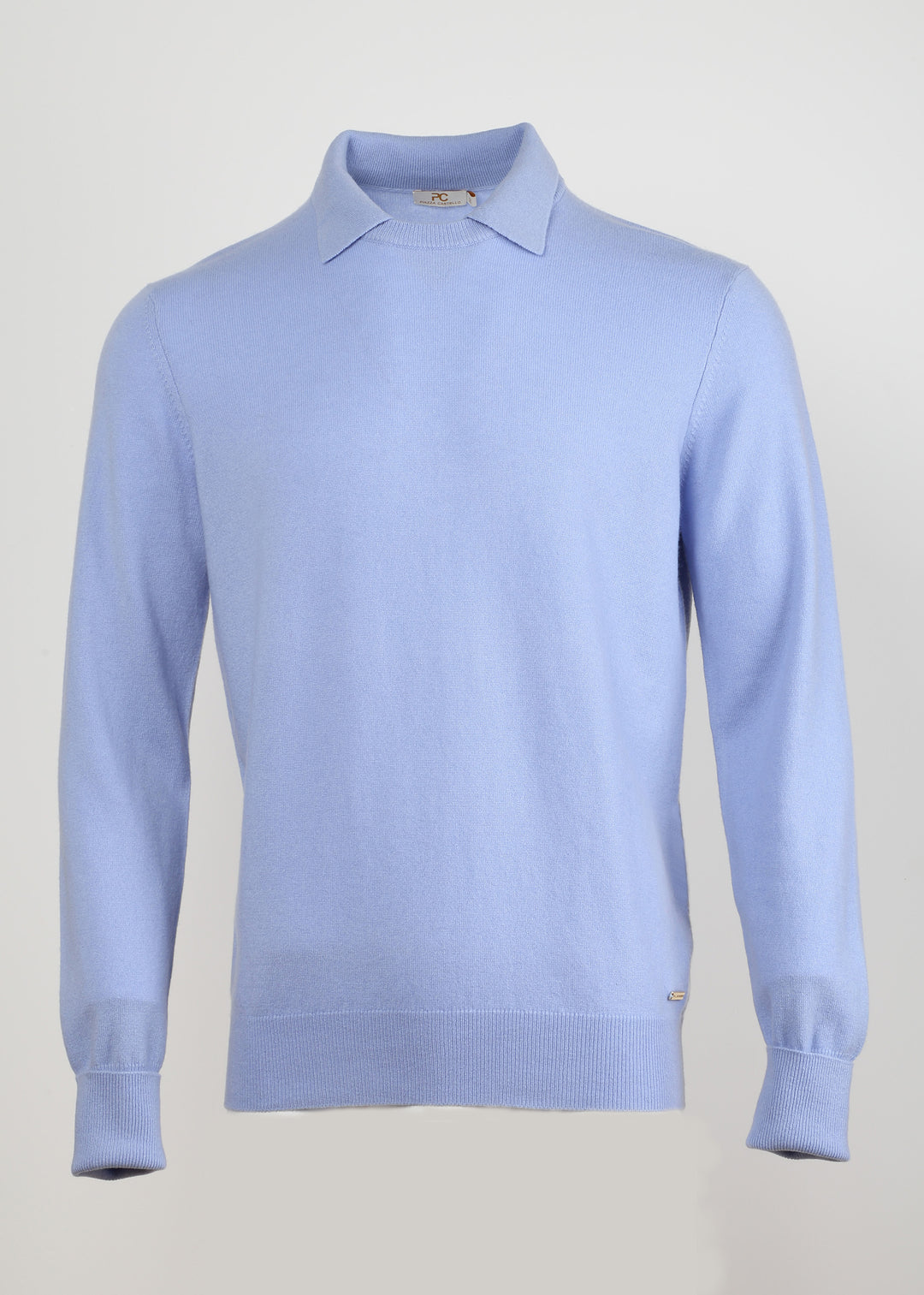 Round Neck Cashmere Pullover with Collar