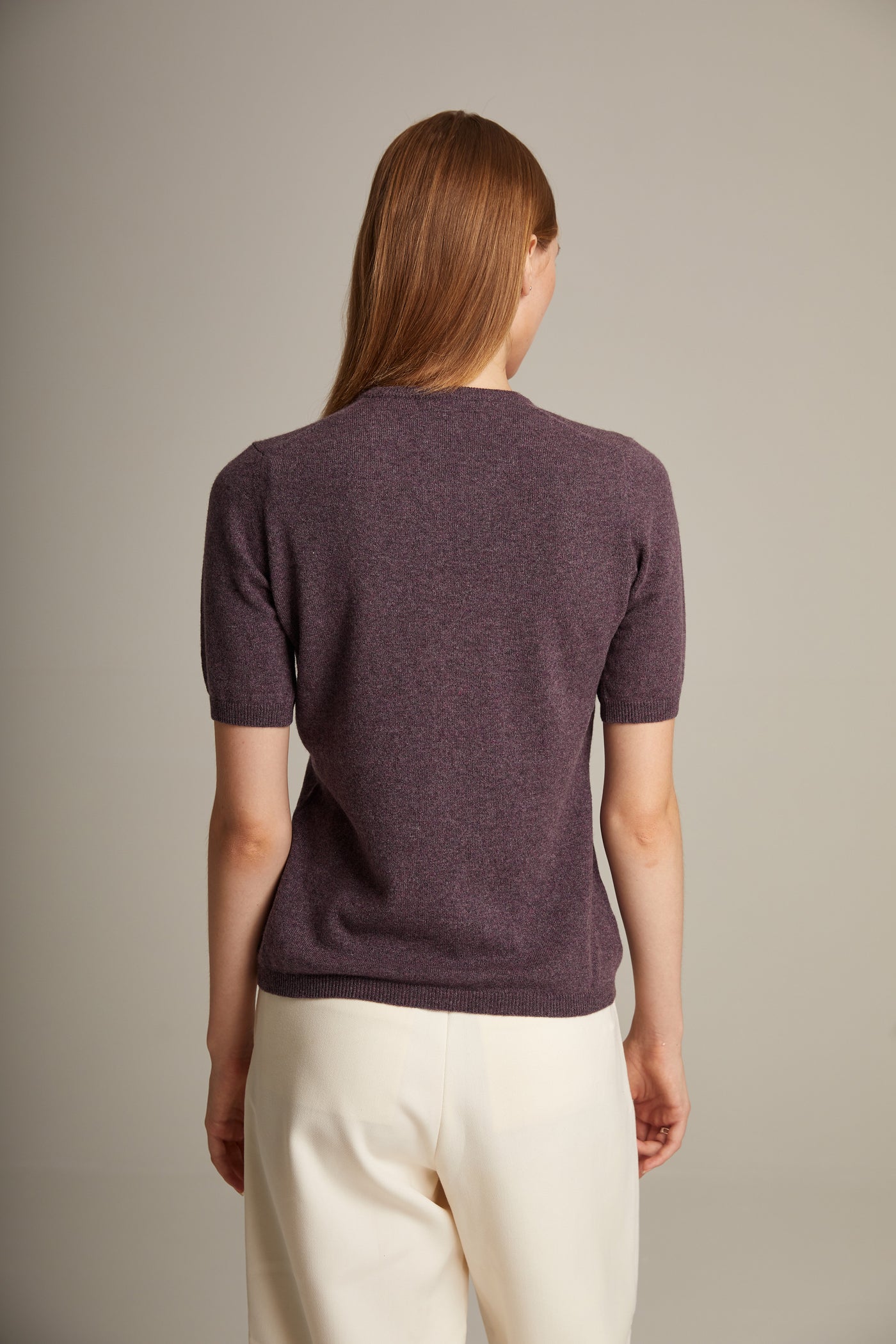 Cashmere Round Neck Short Sleeve Sweater
