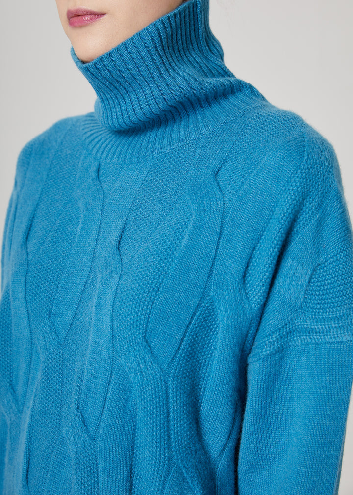 Turtleneck Cable Cashmere Pullover
