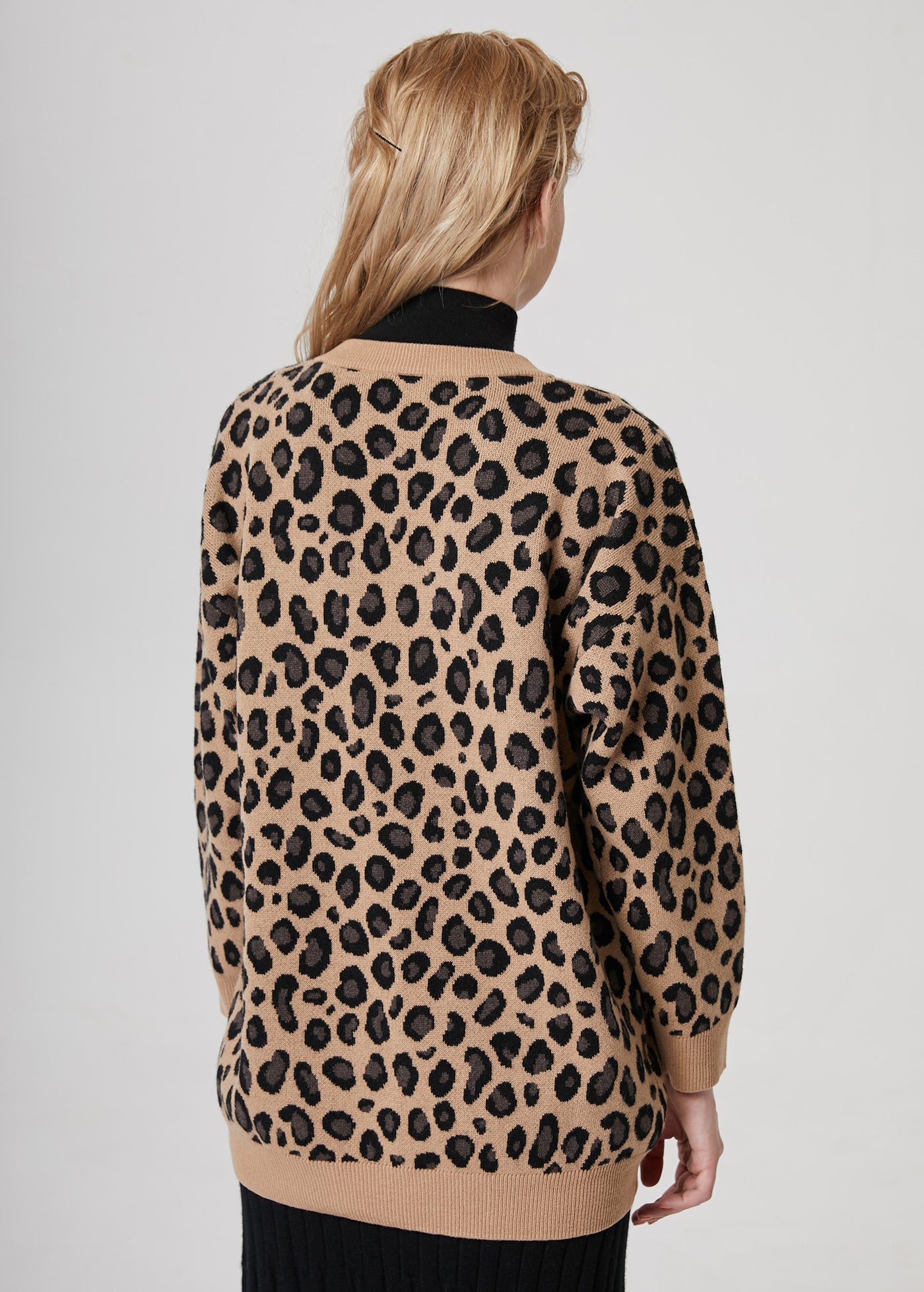 Leopard Jacquard Cashmere Cardigan