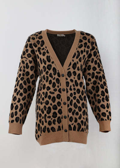 Leopard Jacquard Cashmere Cardigan