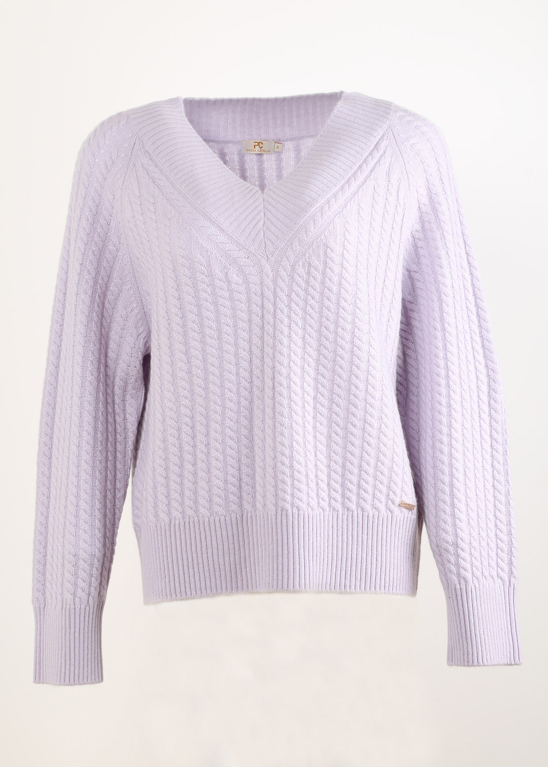 V-Neck Cable Knit Cashmere Pullover