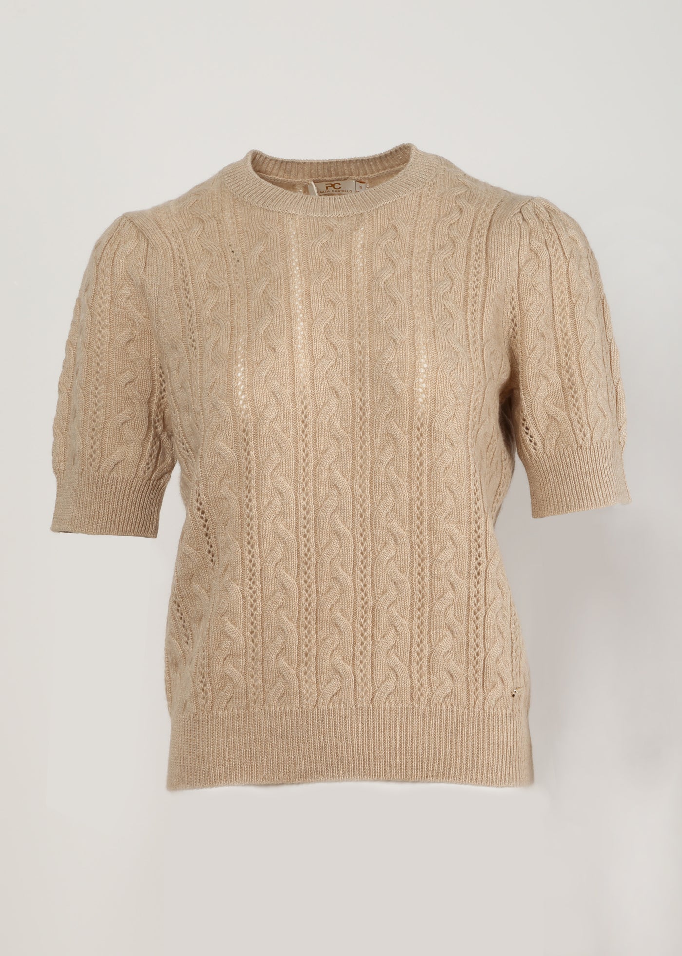 Women's Short Sleeve Round Neck Cashmere Pullover