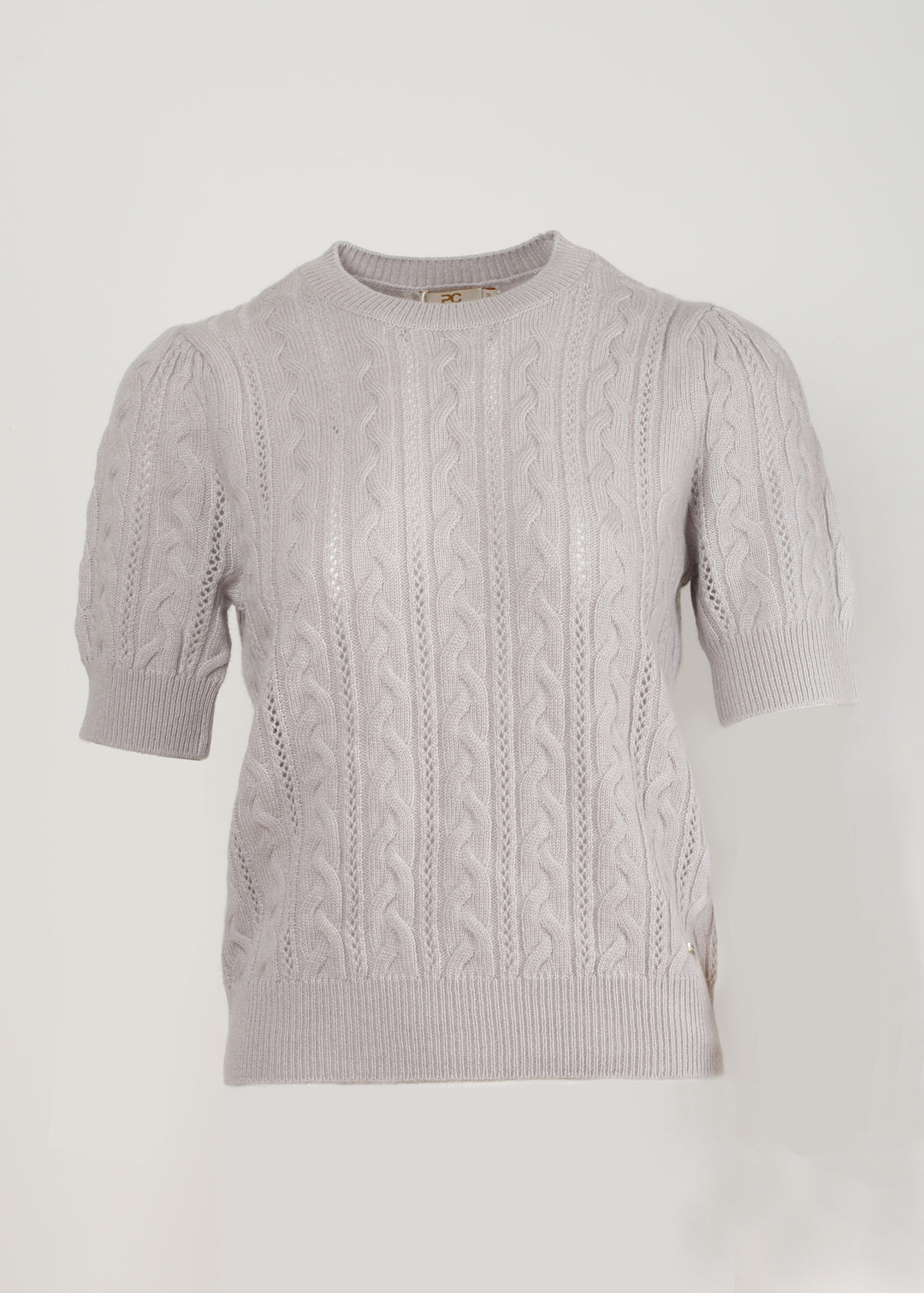 Round Neck Cashmere Pullover with Short Sleeves