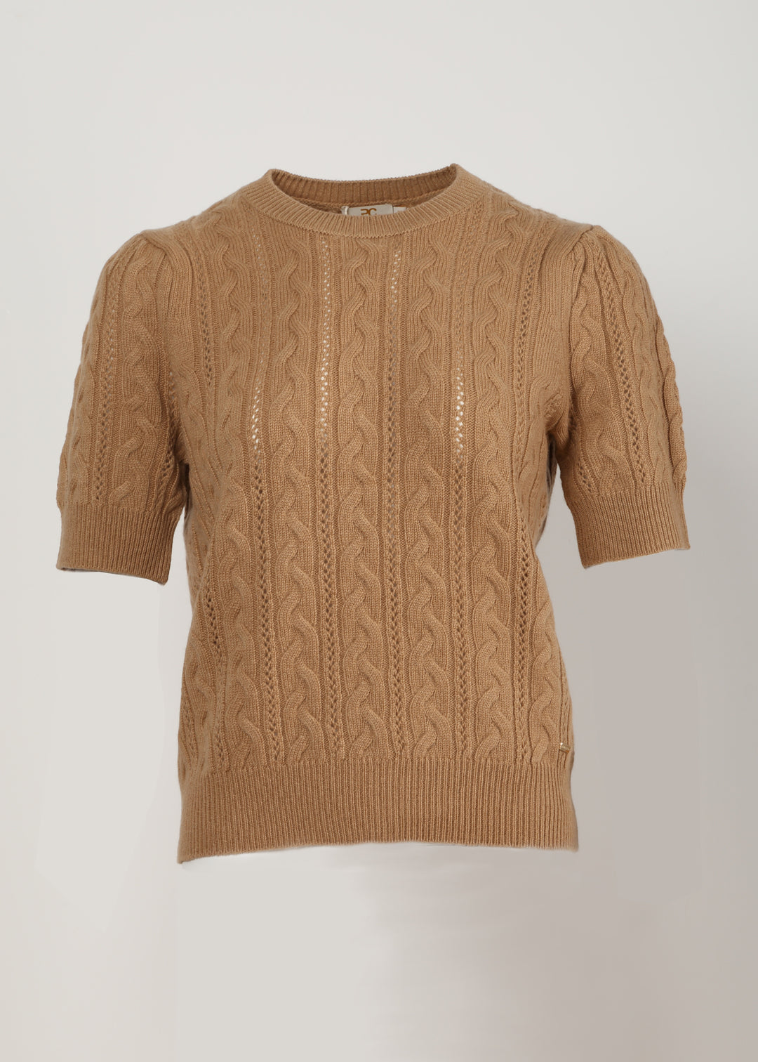 Round Neck Cashmere Pullover with Short Sleeves
