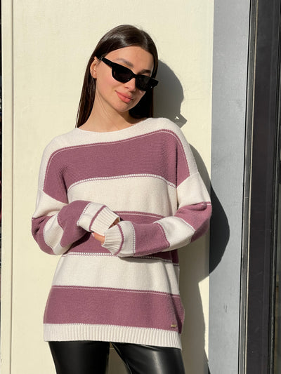 Women Oversized Striped Pullover
