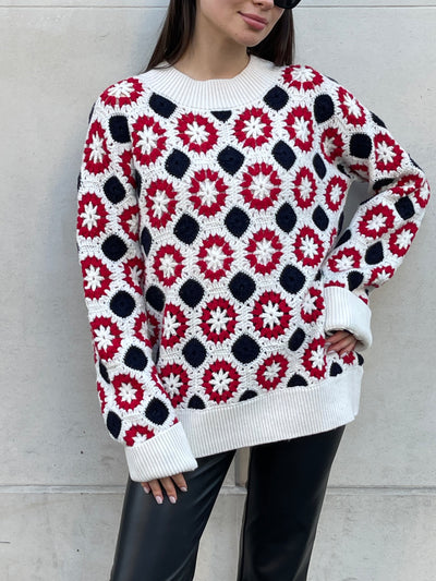 Cashmere Handmade Crochet Round Neck Pullover