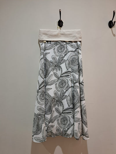 Floral Silk Midi Skirt