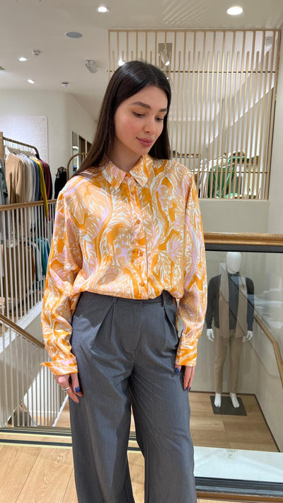 Silk Floral Print Long Shirt