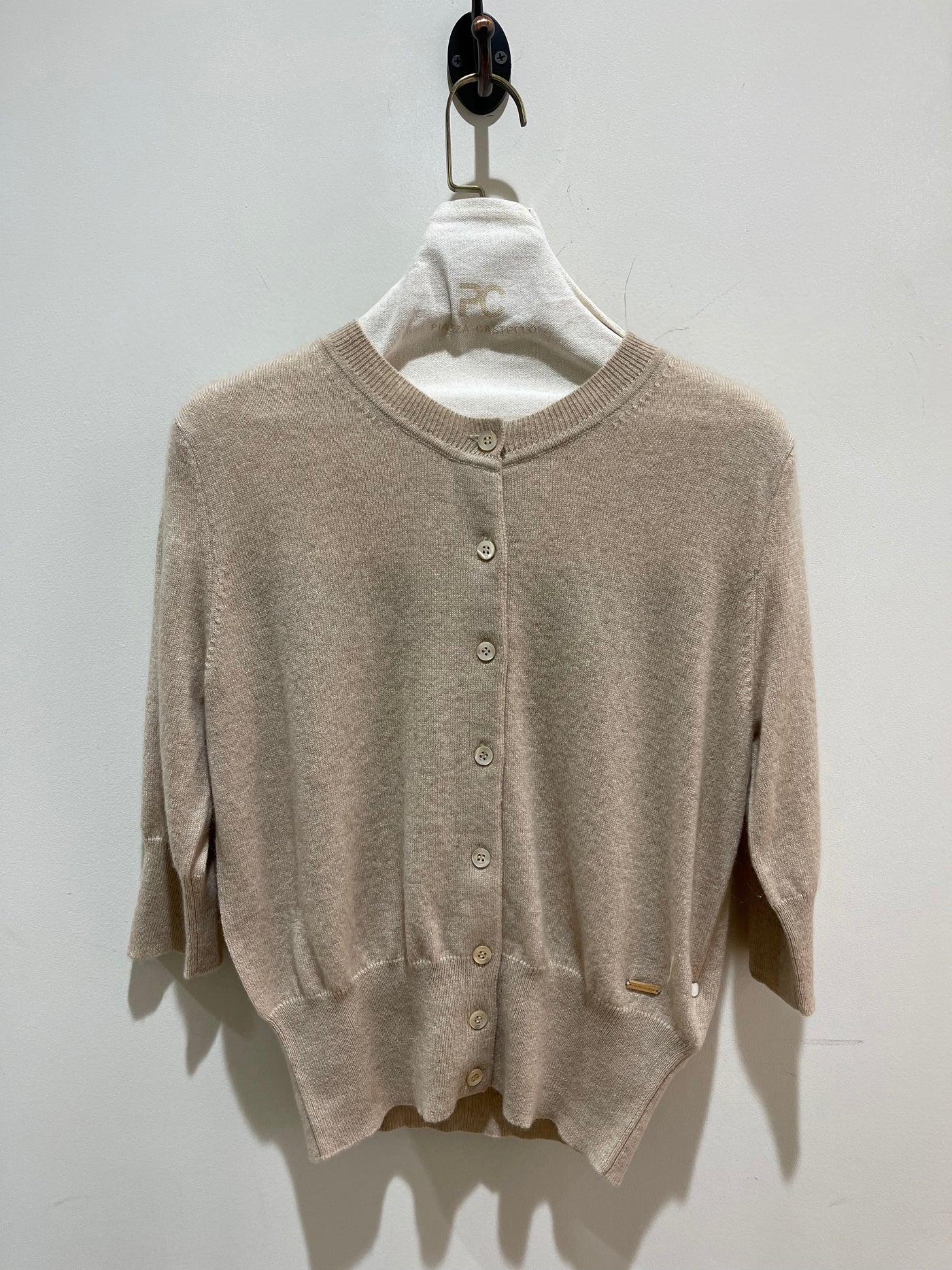 Women's Cashmere Round Neck Cardigan with Short Sleeves