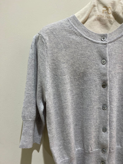 Women's Cashmere Round Neck Cardigan with Short Sleeves